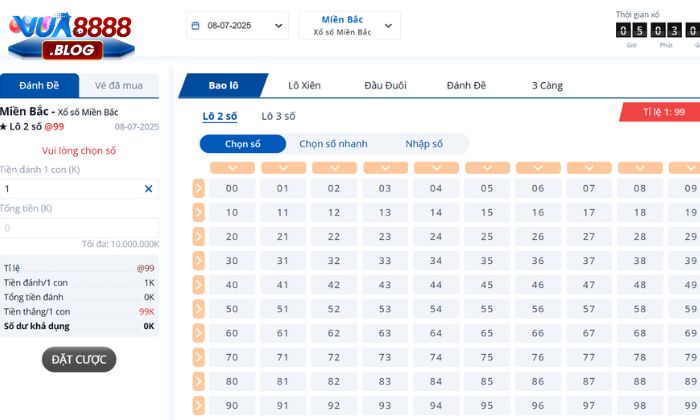 Đặt cược lô đề Vua88 dễ chơi, dễ trúng