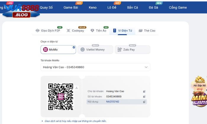 Hướng dẫn chi tiết các bước nạp tiền Vua88 dễ hiểu nhất Hướng dẫn chi tiết các bước nạp tiền Vua88 dễ hiểu nhất